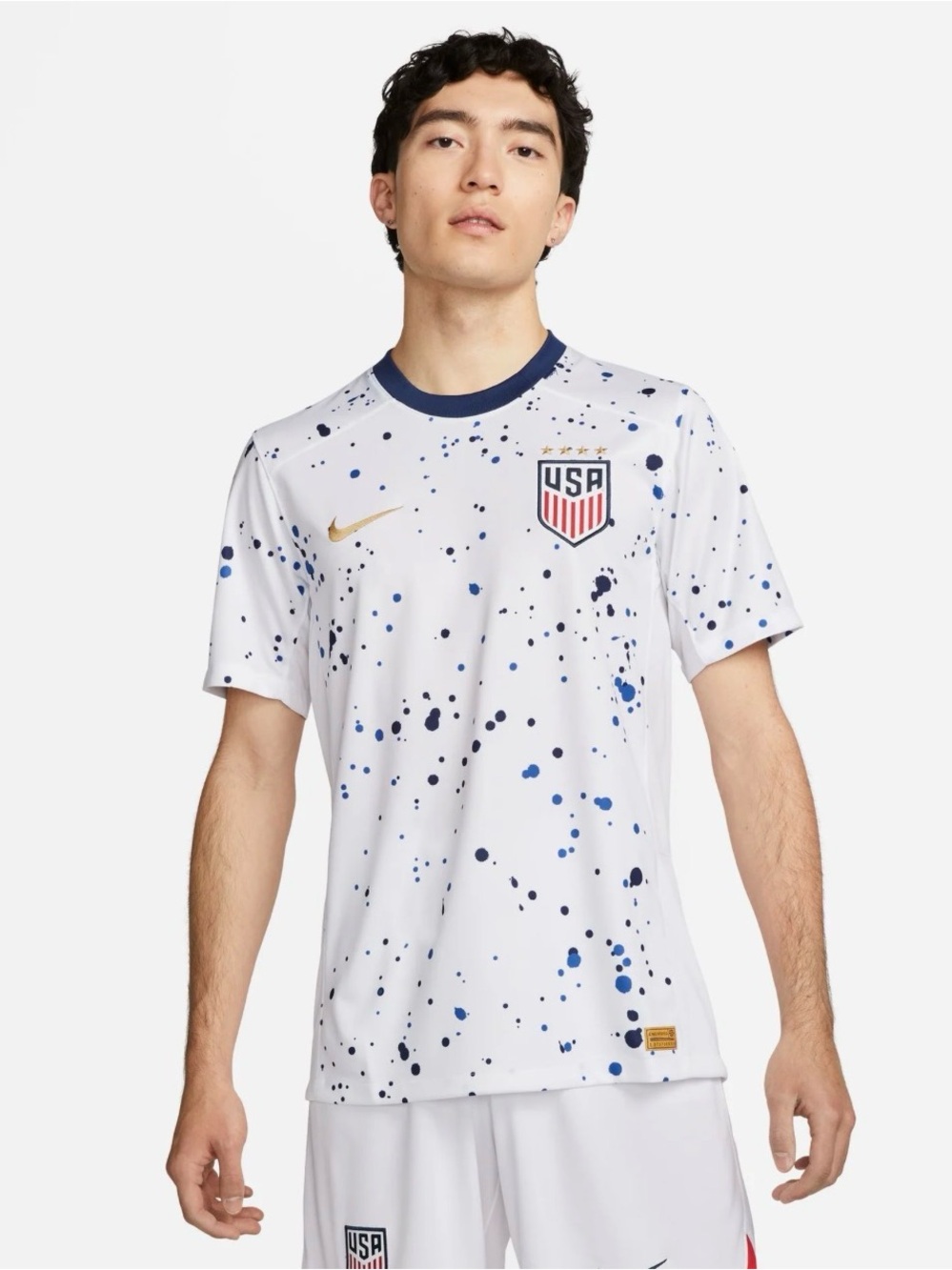 Nike White Splatter Soccer USA Jersey with Navy Accents M Young size - Picture 14 of 14